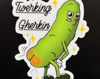 Twerking Gherkin Sticker: Funny Waterproof Vinyl Decal