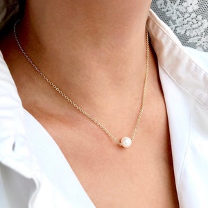 Simple Freshwater Pearl 14K Gold-Filled Necklace. 8mm Pearl, Dainty, Minimalist, Elegant. Layering Necklace. Stacking jewelry