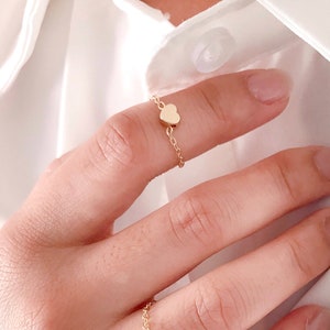 Heart Chain Ring. 14K Gold-Filled Heart Charm. Stackable Ring, Promise Friendship Relationship Anniversay Gift