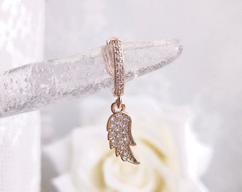 Sparkly Angel Wing Earring. CZ 18K Gold-Filled Hoop Earrings. Charm Earrings/Dainty Hoop Earrings/ Minimalistic Hoop/14mm Hoop