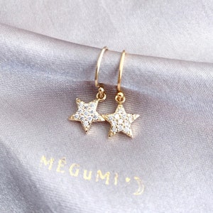 Pop CZ Pave Star Charm 14K Gold-Filled Earrings. Dainty/Minimalistic/Elegant/Sleek/Everyday Earrings/Lucky charm earrings