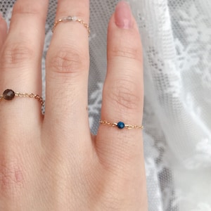 Lapis Lazuli Extra Dainty Chain Ring. 14K Gold-Filled Gemstone Ring. Pinky/Midi/Minimalistic Stacking Ring