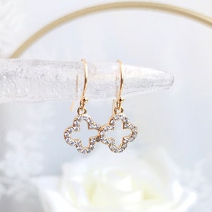4 LEAF CLOVER EARRINGS - Clover Dangle Earrings, 14K Gold Filled Clover Earrings, Four Leaf Earrings, 4 Leaf Dangle, Lucky Charm, Earring