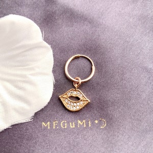 Tiny Pouty Lip 18K Gold-Filled with CZ Micro Pave Endless Hoop Earrings.Dainty Hoop Earrings/ Minimalistic Hoop/ 12mm/16mm Hoop