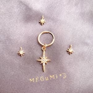 North Star Endless Hoop Earrings. 14K Gold-Filled Pole Star Charm/Polaris /Dainty Hoop Earrings/ Minimalistic Hoop/ 12mm/16mm Hoop