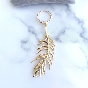 Gold Feather Endless Hoop Earrings. 14K Gold-Filled Charm Earrings/Dainty Hoop Earrings/ Minimalistic Hoop/ 12mm/16mm Hoop