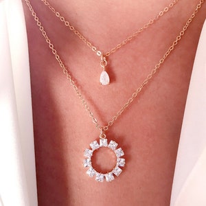 CZ Crystal Necklace. Cubic Zirconia Wreath 18K Gold-Filled. Minimalist, Elegant. Layering Necklace. Stacking jewelry