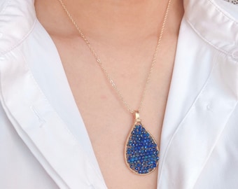 LAPIS LAZULI NECKLACE- 14K Gold Filled, Lapi Lazuli Pendant, Teardrop, Tear Drop, Necklace, Pear Shape Necklace, Pendant and Chain