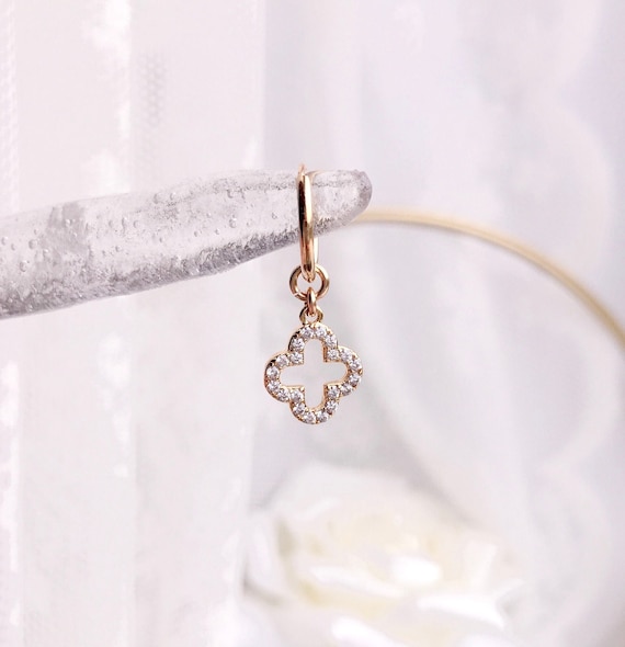 4 Leaf Clover Endless Hoop Earrings. 14K Gold-Filled Charm Earrings/Dainty Hoop Earrings/ Minimalistic Hoop/ 12mm/16mm Hoop