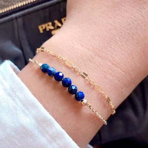 LAPIS LAZULI BRACELET 14K Gold-Filled. Simple And Dainty Minimalistic Stacking Jewelry. Layering Bracelet/Lapis Lazuli Faceted