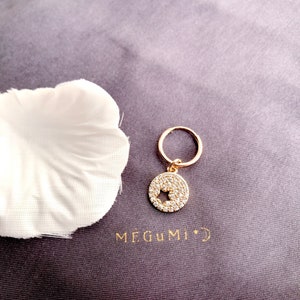CZ Pave Coin with Star Endless Hoop Earrings. 18K Gold-Filled Charm Earrings/Dainty Hoop Earrings/ Minimalistic Hoop/ 12mm/16mm Hoop