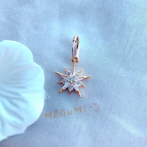 Sparkly CZ Crystal Star Charm 14K Gold-Filled Endless Hoop Earrings. Dainty Hoop Earrings/ Minimalistic Hoop/ 12mm/16mm Hoop