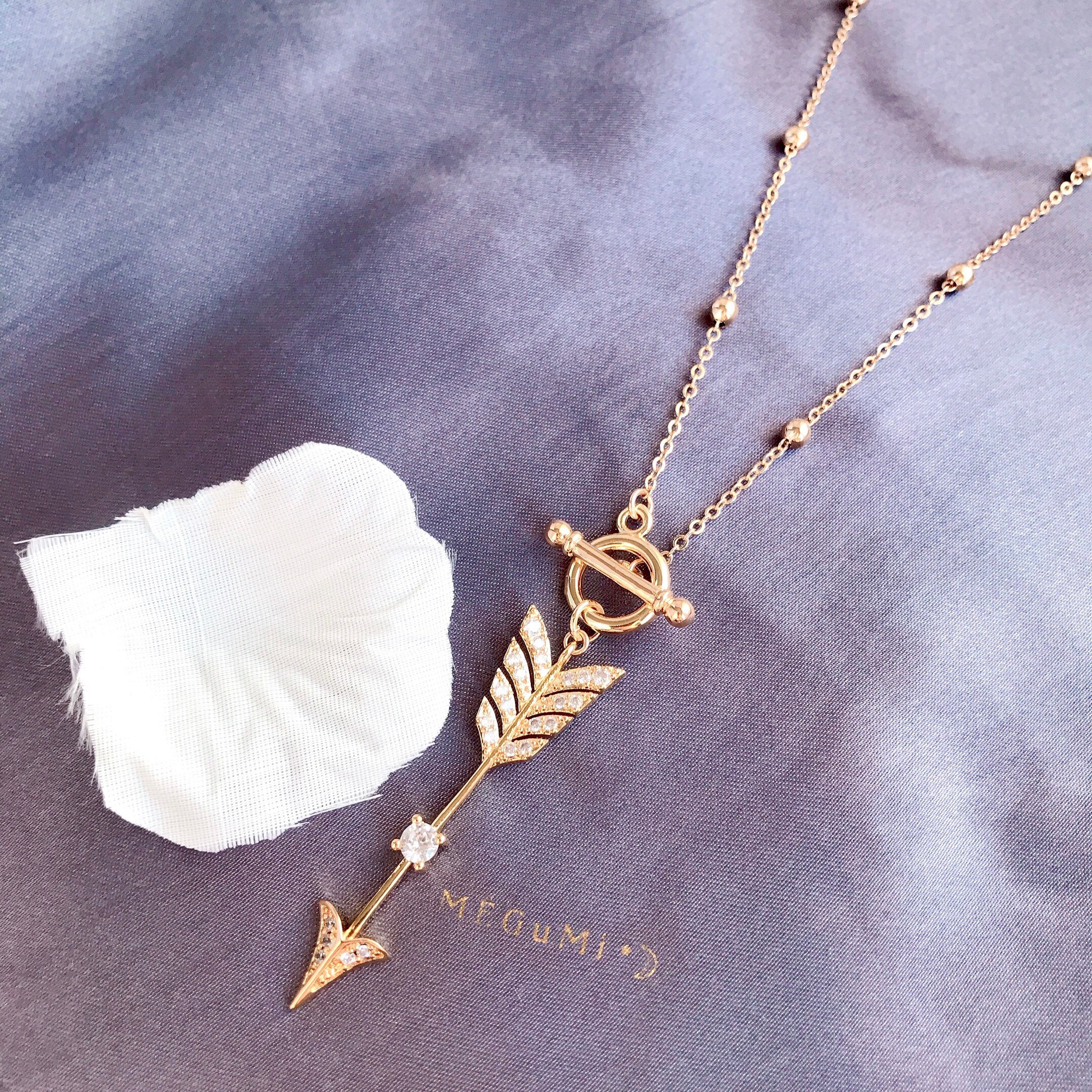 Gold Arrow Toggle Necklace. 14K Gold Filled Satellite Chain Toggle ...