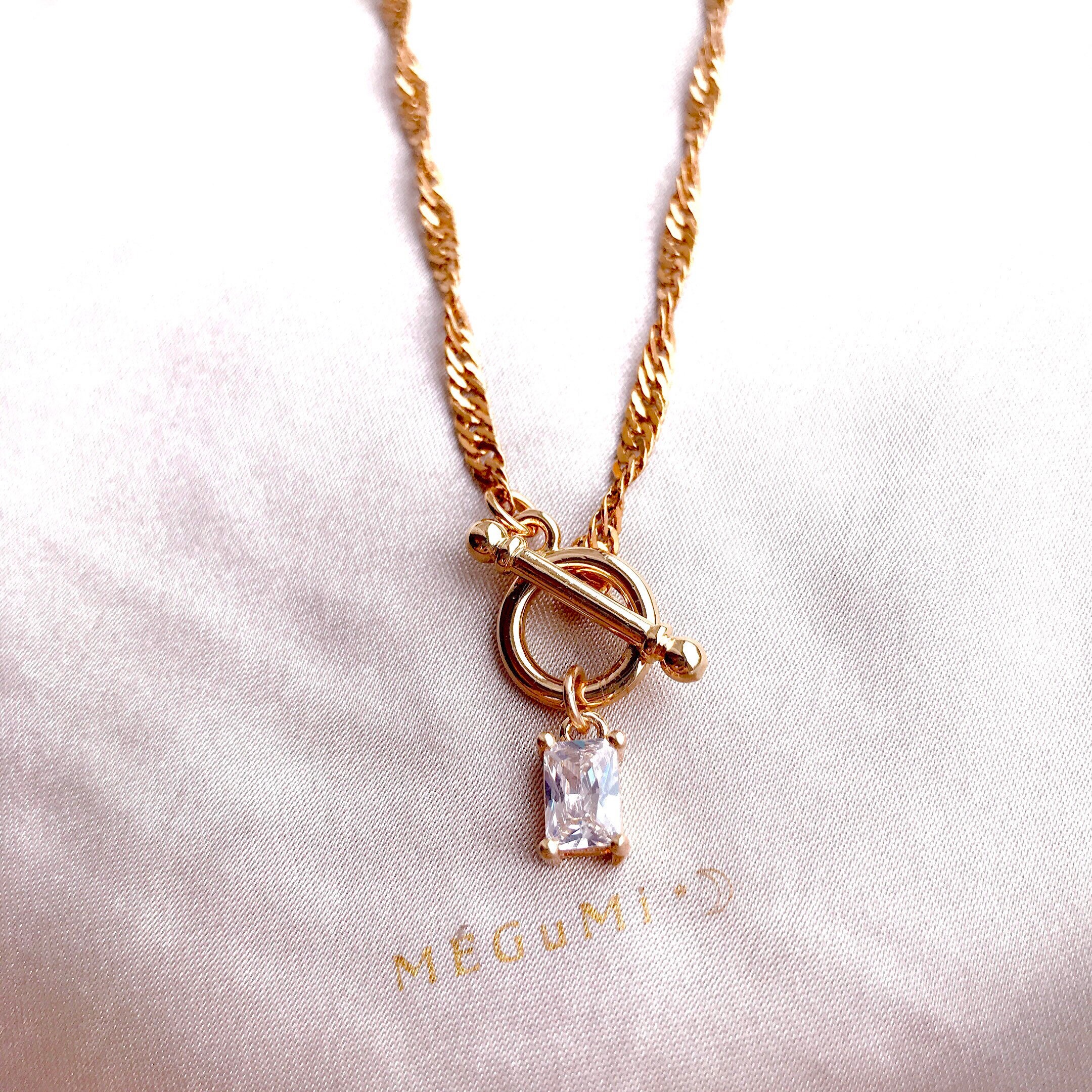 Rectangular Stone Toggle Necklace. 14K Gold Filled Toggle Clasp Pendant ...