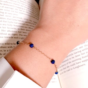 Pulsera llena de oro de 14K satélite de piedra preciosa. Apilamiento minimalista simple y delicado. Pulsera de capas/labradorita/tanzanita/lapislázuli