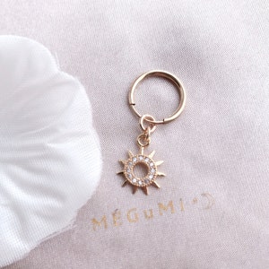 Gold Sun with CZ Pave Endless Hoop Earrings. 14K Gold-Filled Charm Earrings/Dainty Hoop Earrings/ Minimalistic Hoop/ 12mm/16mm Hoop