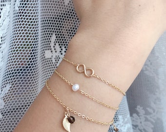 Infinity Symbol 14K Gold-Filled Bracelet. Minimalistic Stacking Jewellery. Relationship Bracelet. Best Friend Gift, Mother Daughter.