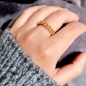 CHUNKY CHAIN RING 24K Gold-filled Simple Chain Ring. Minimalistic Ring ...