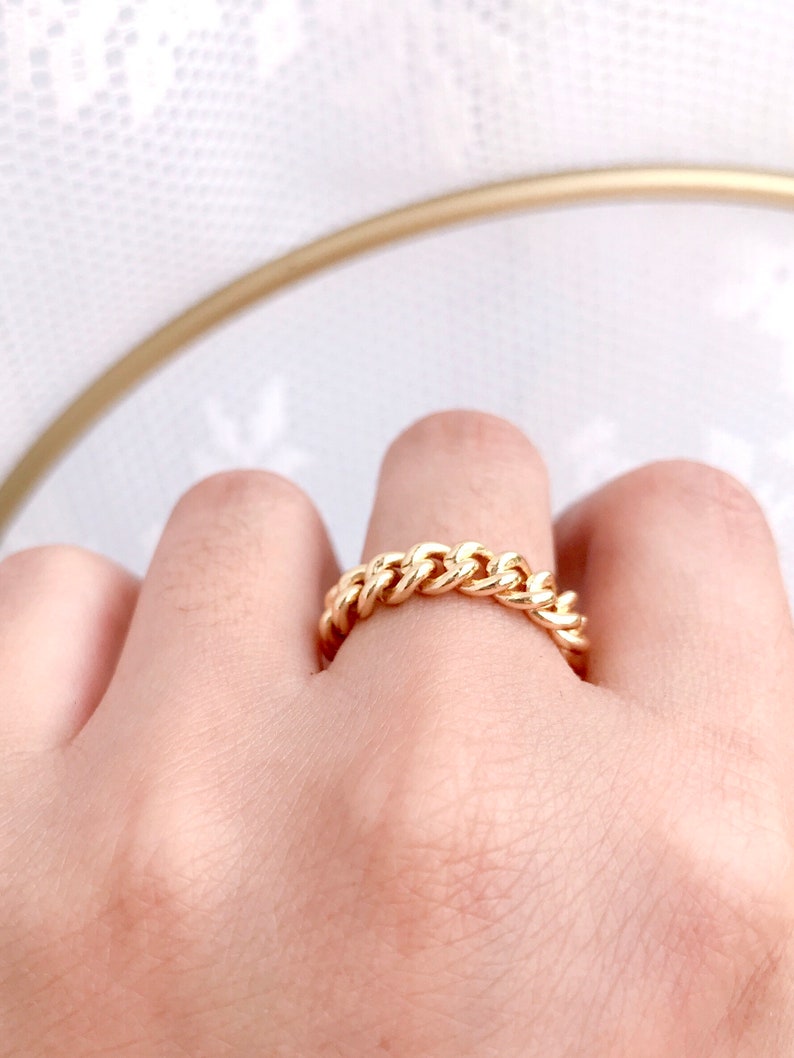 CHUNKY CHAIN RING 24K Gold-filled Simple Chain Ring. - Etsy