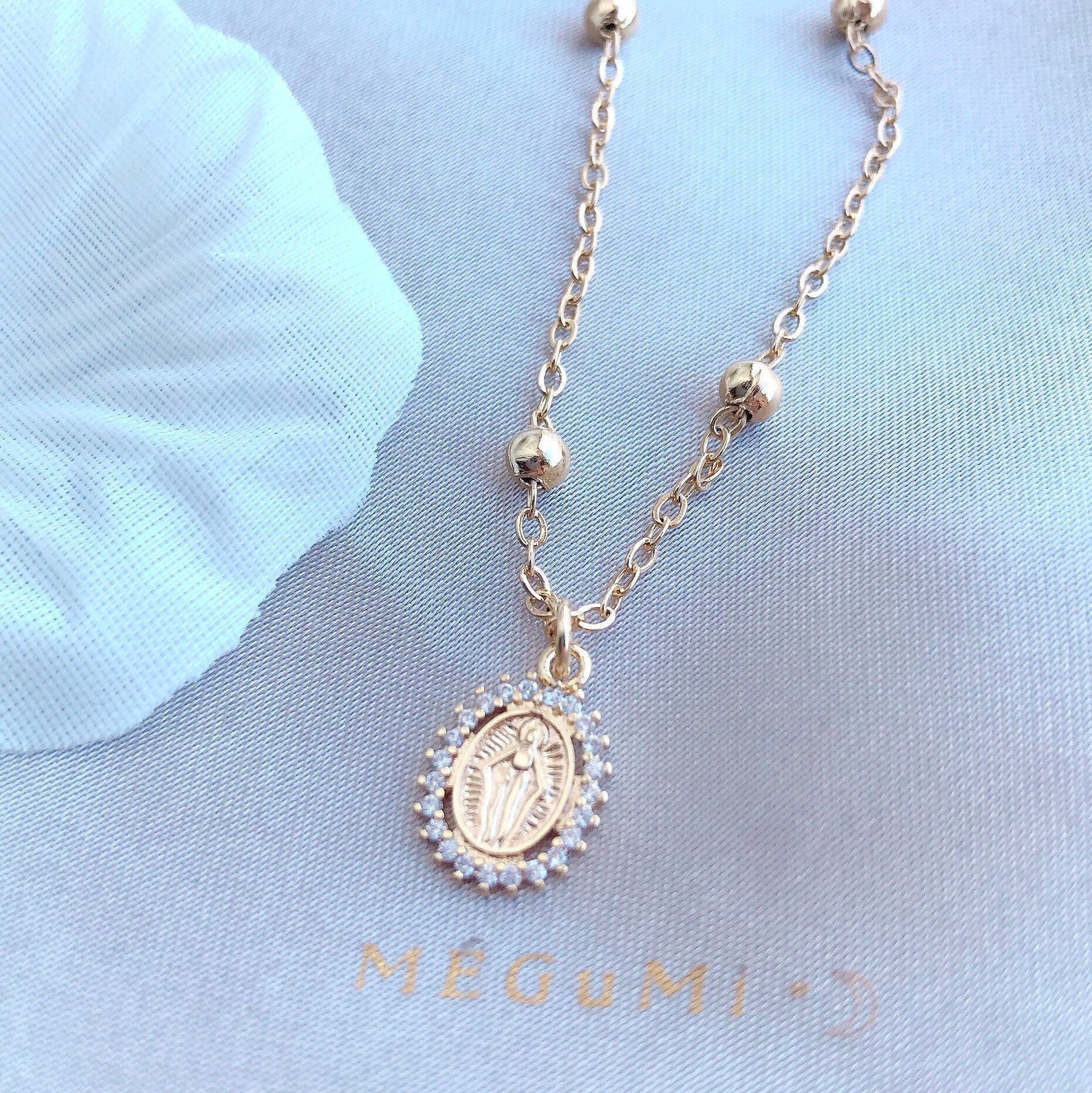 VIRGIN MARY NECKLACE 18K Gold Filled With Cubic Zirconia. Etsy UK