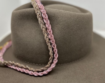 Pearl and Pink Agate Hat Band Stella Wilder Hats Hat Bands and Bracelets - Shop main image 3