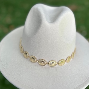 Hatband; Hat jewelry; gold colored concho hatband; hat band; leather hatband; hat band; leather hat band; rodeo hatband
