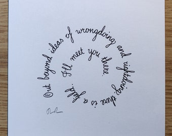 Spiral Calligraphy - Bespoke Handmade Poem/Quote/Excerpt - Choose Your Style and Colour