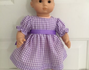 purple and white gingham school dress
