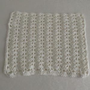 8” Doll  Blanket - Crochet White  Shell Crochet Doll Blanket, Coverlet, Security Blanket for 8” Dolls