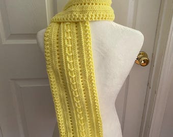 Crochet Sunshine Scarf: Handmade Acrylic Yarn - 52" Length