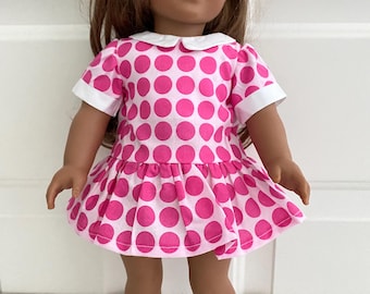 Pink Dotted 18" Doll Dress: Fits American Girl Dolls