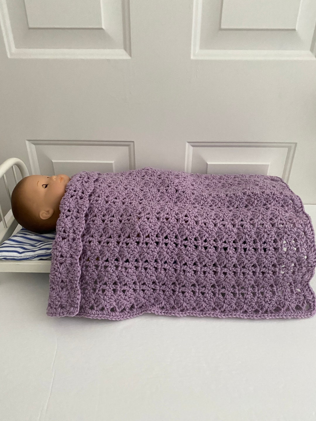 15 Doll Blanket Purple Shell Crochet Doll Blanket Etsy