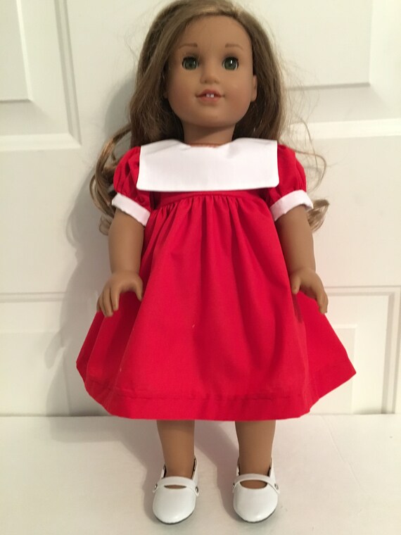 girls red dress with white collar