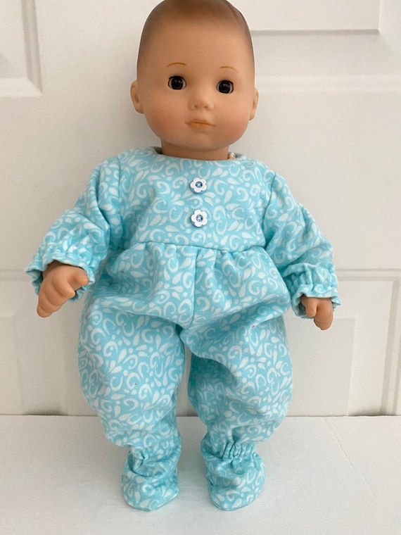 15 Doll Onesie/sleeper Turquoise Swirl Flannel Footed Etsy