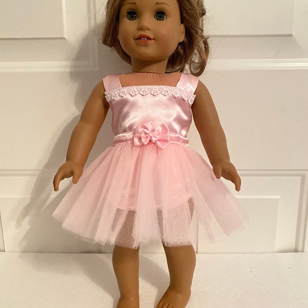18" Doll Ballet Costume- Pink Satin Leotard with Pink Tulle Tutu Ballet Costume fits dolls such as American Girl and Similar 18" Dolls