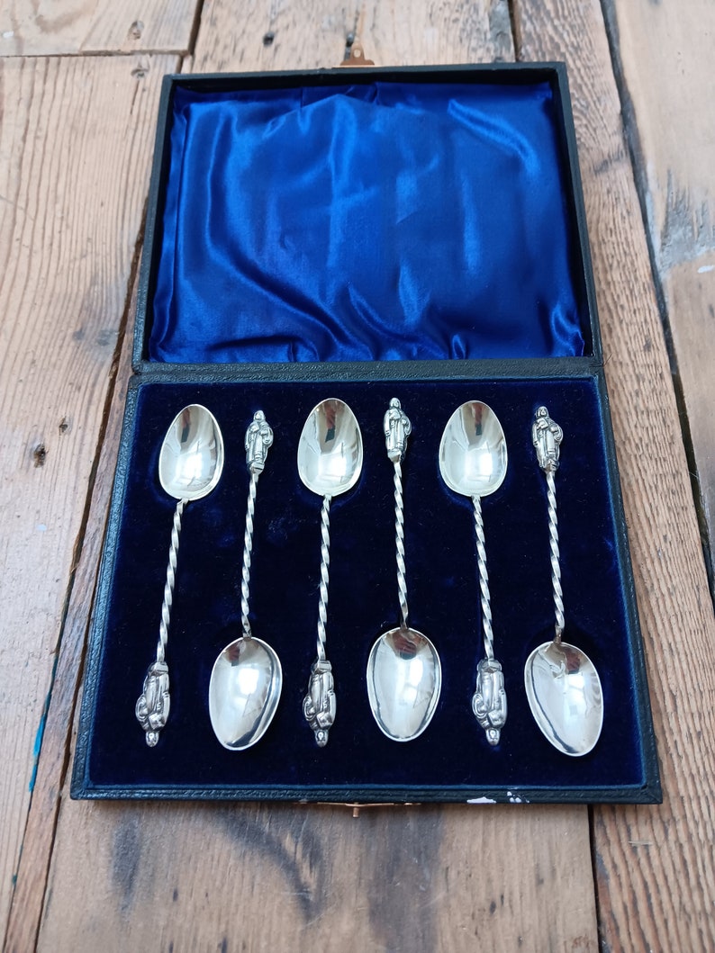 Cased Set of Silver Apostle Spoons Etsy