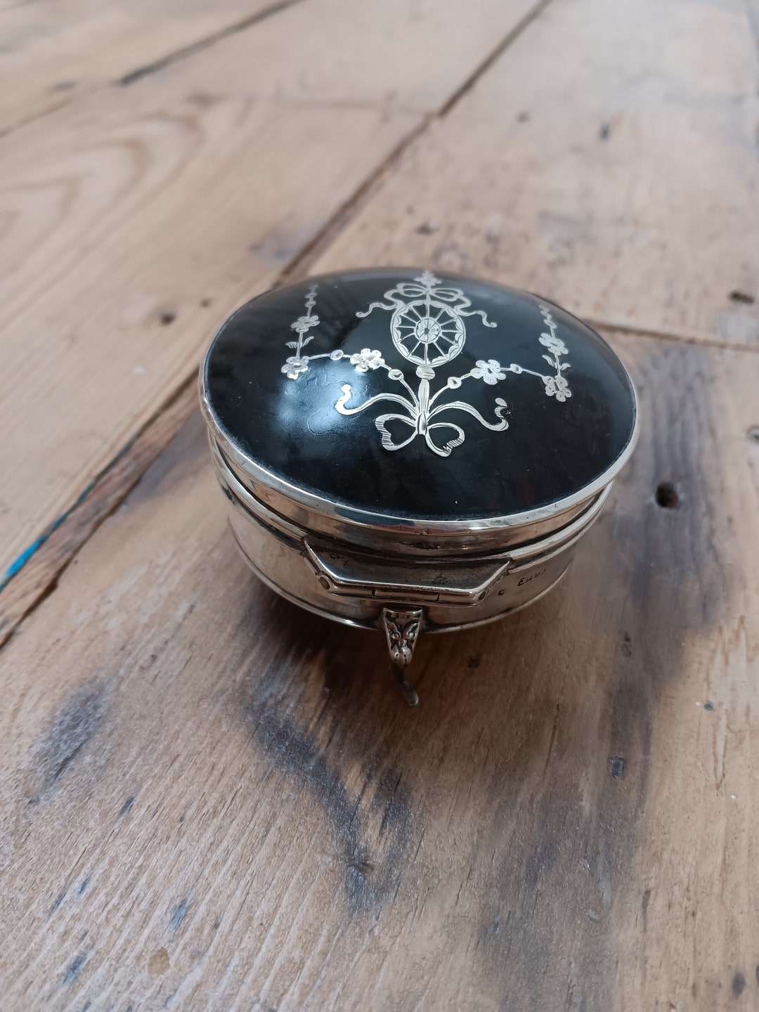 Silver and Tortoise Shell Trinket Box - Etsy