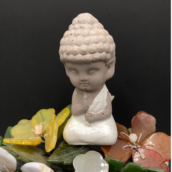 Handmade/ painted Concrete Miniature Buddha Buddhist Monk Statue Figurine Sealed Bonsai Terrarium Fairy Garden Home Decor Gift Idea S3