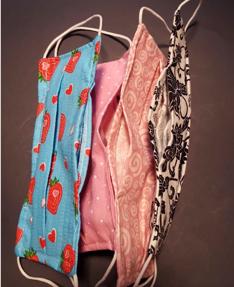 Large 100 Cotton Face Masks Black and White Floral W/ Nose Etsy