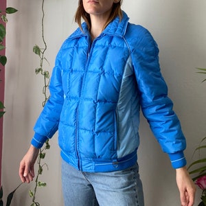 80s Blue Puffer Jacket Mint Condition Skyr Skiing Snowboarding Vintage Winter Coat
