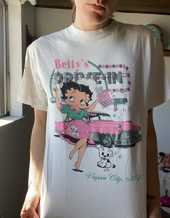 1995 Betty Boop Tee Old Cars Corvette Racing Vintage Tee Nineties 