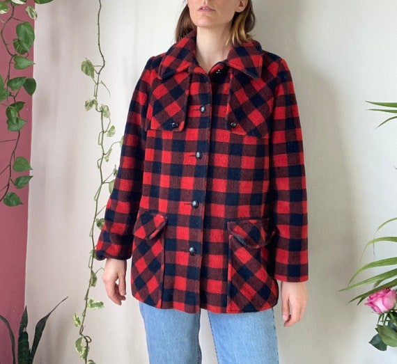 Sears 60s 70s Plaid Jacket Vintage Soft Winter Re… - image 1