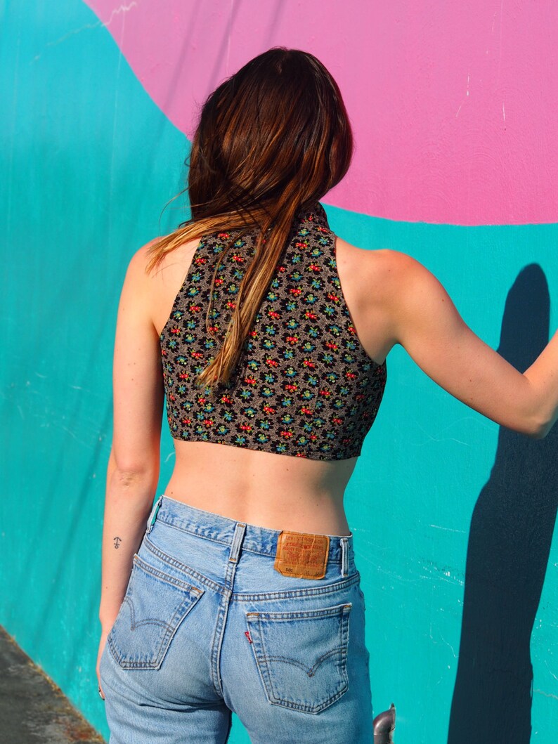 90/'s The Limited Floral Crop Top Tie Front Vintage Cropped Retro Nineties 90s Grunge Summer Buttonup