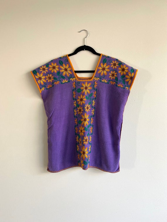 Vintage Hand Embroidered Mexican Top Floral Summer