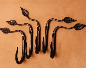 Hand forged leaf hooks. Sold "each"  Made to order.