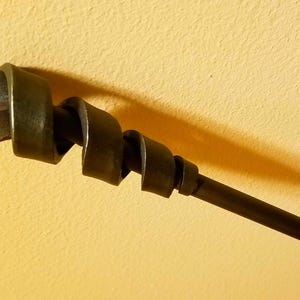 Fire poker.  Ribbon-twist handle.  3/8" X 28" Original design by AidenSteelworks.