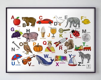 Alfabet Print alfabet Poster, ABC Poster, alfabet Wall Art, klas Decor, alfabet Wall Art, Kid's kamer decor, INSTANT DOWNLOAD