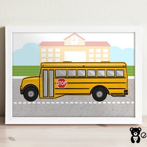 School Bus Wall Decor, School Bus Print, Transportation Wall Decor, Kids Room Decor,Nursery Decor,Nursery Wall Art, INSTANT DIGITAL DOWNLOAD