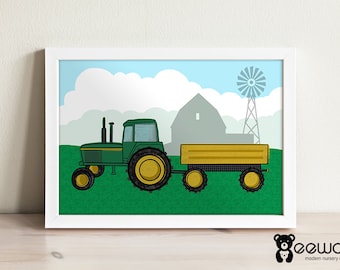 Tractor Wall Decor, Tractor Print, Transportation Wall Decor, Kids Room Decor, Nursery Decor, Nursery Wall Art, INSTANT DIGITAL DOWNLOAD