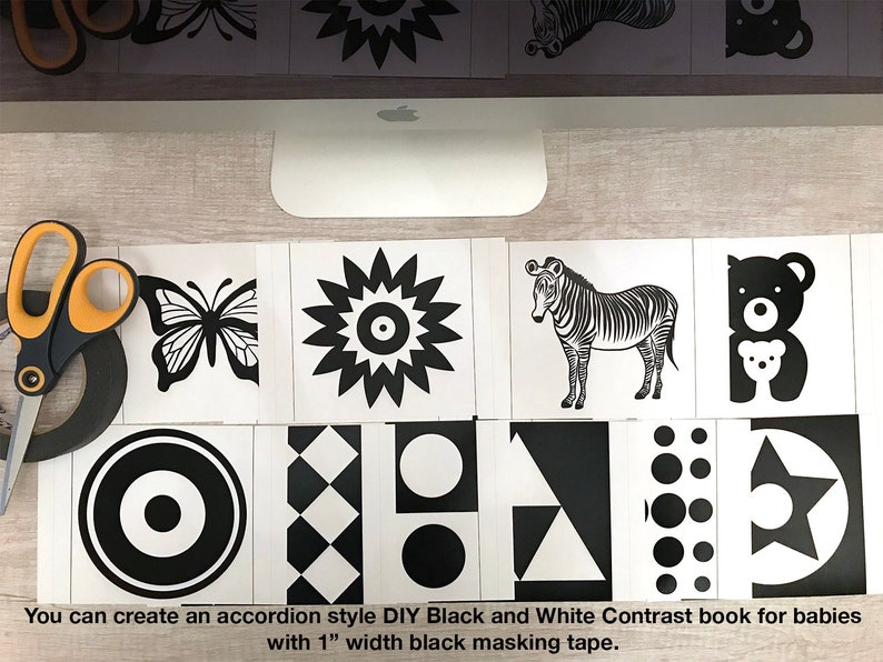 Cartes de contraste noir et blanc, Cartes de jeu pour bébé, Cartes flash noir et blanc, Cartes de stimulation pour nourrissons, TÉLÉCHARGEMENT NUMÉRIQUE INSTANTANÉ image 3